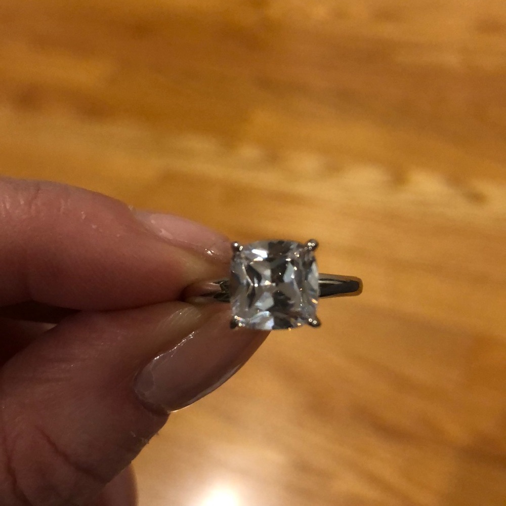 Gorgeous 3 Carat Diamond Simulant Cushion Cut Ring